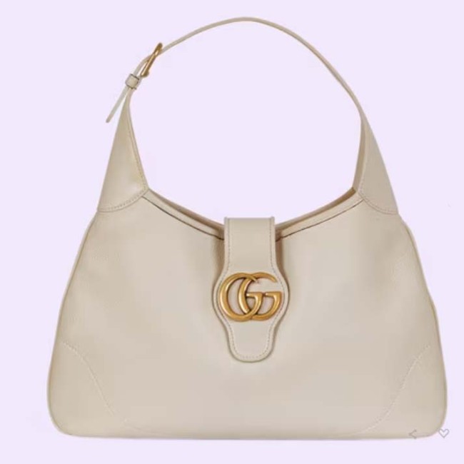 Gucci Women GG Aphrodite Medium Shoulder Bag White Soft Leather Double G