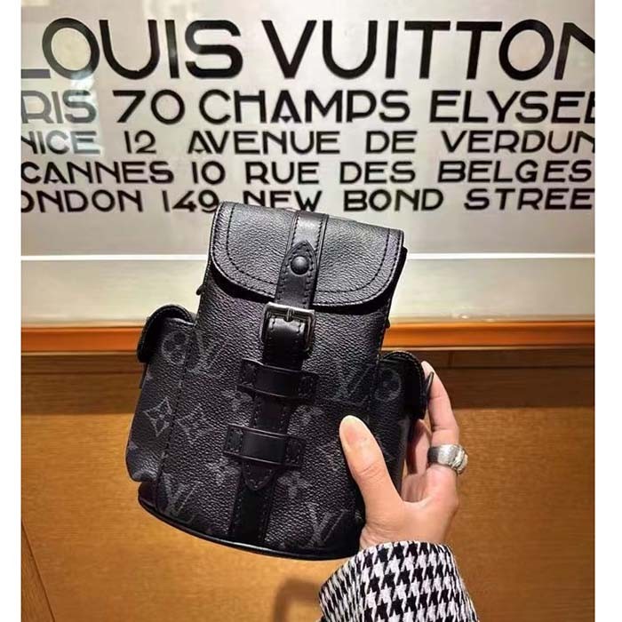 Louis Vuitton LV Unisex Nano Christopher Monogram Eclipse Coated Canvas Cowhide Leather