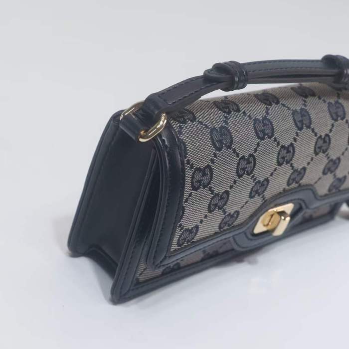 Gucci Unisex Luce Mini Shoulder Bag Beige Blue Original GG Canvas