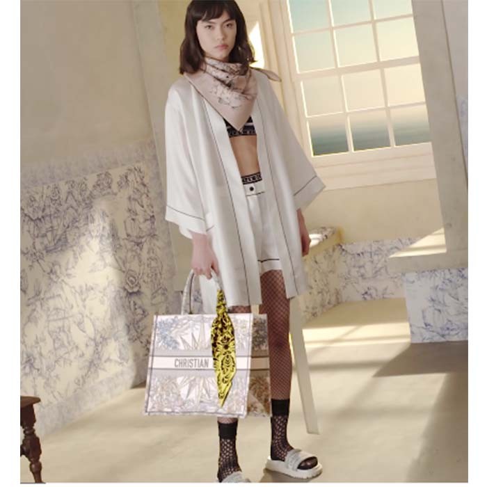 Dior Women CD Large Book Tote White Multicolor Rêve D'Infini Embroidery