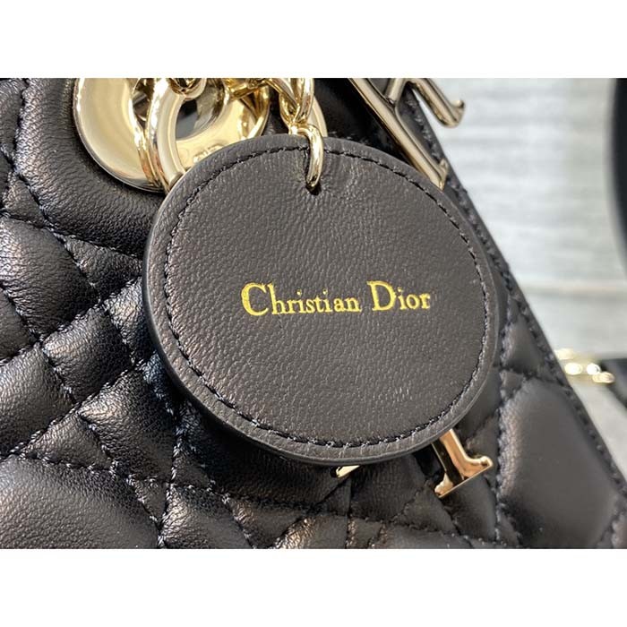 Dior Women CD Small Lady Dior My ABCDior Bag Black Cannage Lambskin