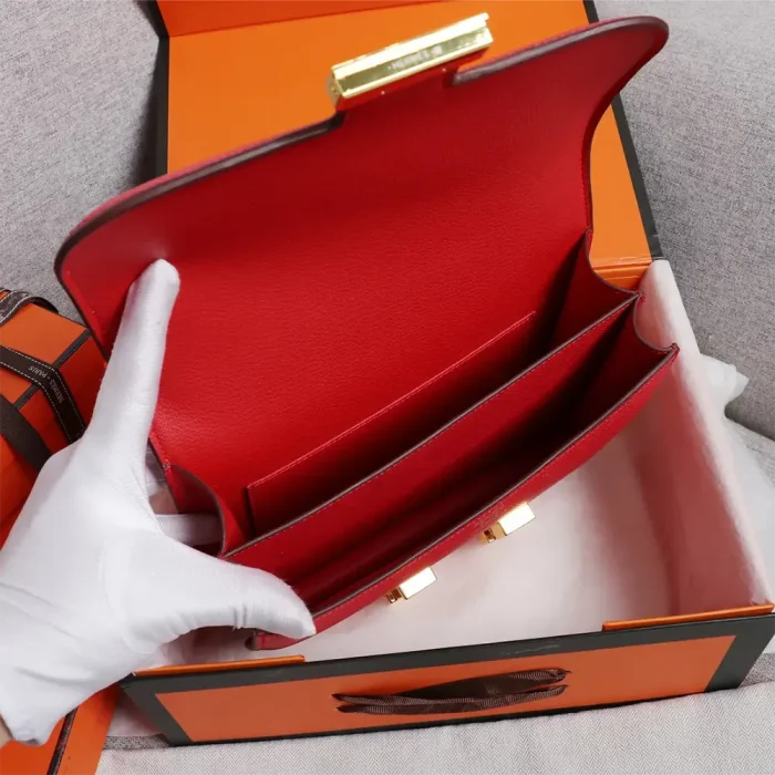 Hermes Women Constance 19 Bag Epsom Leather-Red/Gold