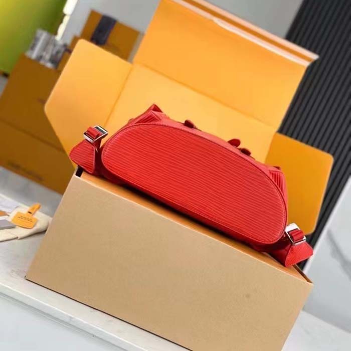Louis Vuitton LV Unisex Christopher MM Backpack Vermillion Red Epi XL Grained Leather Cowhide