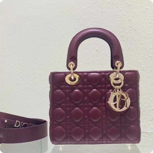 Dior Women CD Small Lady Dior My ABCDior Bag Deep Fuchsia Cannage Lambskin