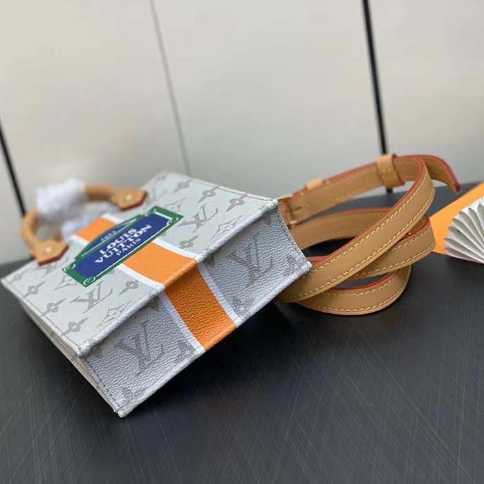 Louis Vuitton LV Unisex Petit Sac Plat Bag Beige Ocher Monopaname Coated Canvas Cowhide Leather