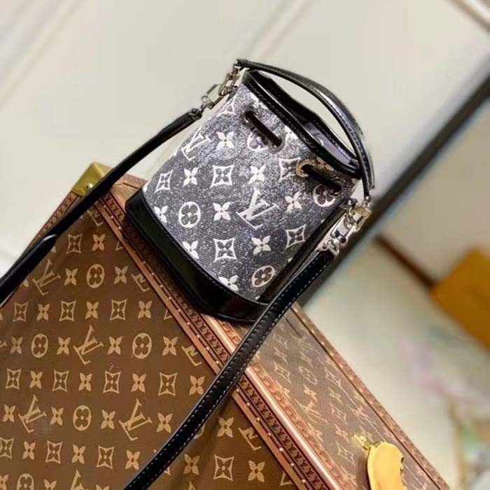 Louis Vuitton LV Unisex Nano Noé Gray Monogram Jacquard Denim Cowhide Leather