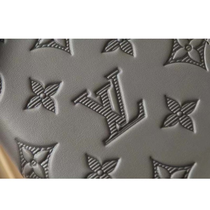 Louis Vuitton LV Unisex Zippy Wallet Galet Gray Mahina Perforated Calf Leather