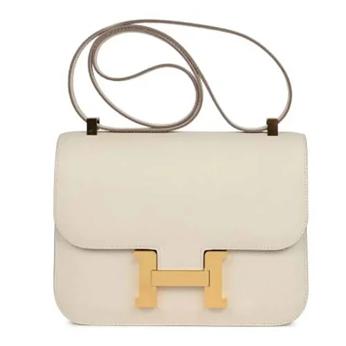 Hermes Women Constance 24 Bag Epsom Leather-White/Gold