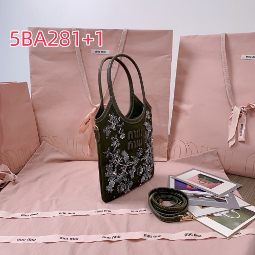 5BA281 miu new beaded embroidered ivy bag