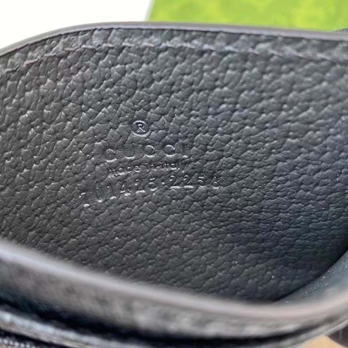 Gucci Unisex Card Case Cut-Out Interlocking G Black Grey GG Supreme Canvas