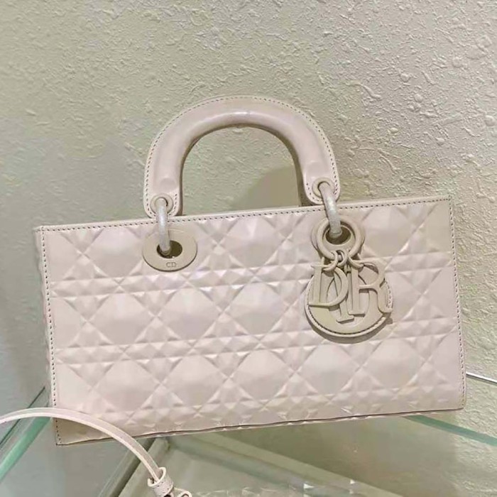 Dior Women Lady D-Joy Bag Latte Cannage Calfskin with Diamond Motif