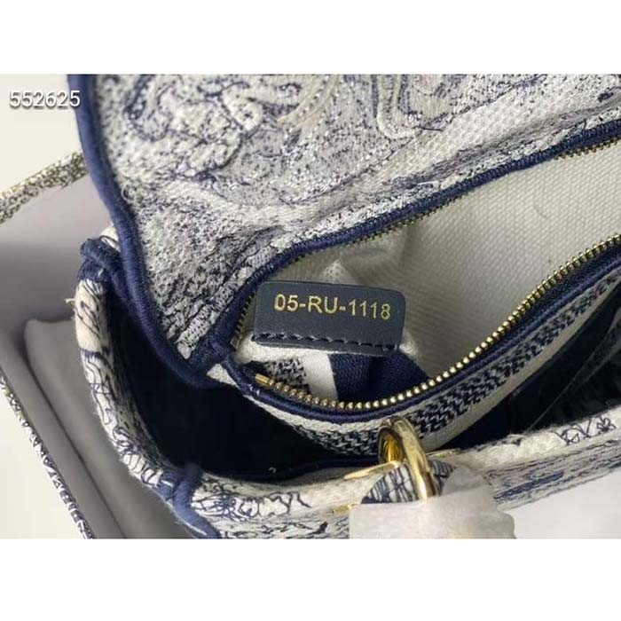 Dior Women CD Medium Lady D-Lite Bag Blue Toile De Jouy Embroidery