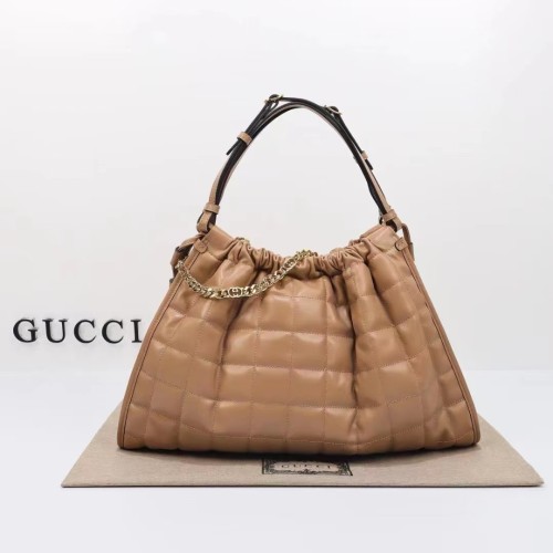 Gucci Unisex GG Deco Medium Tote Bag Rose Beige Quilted Leather Two-Toned Vintage Interlocking G
