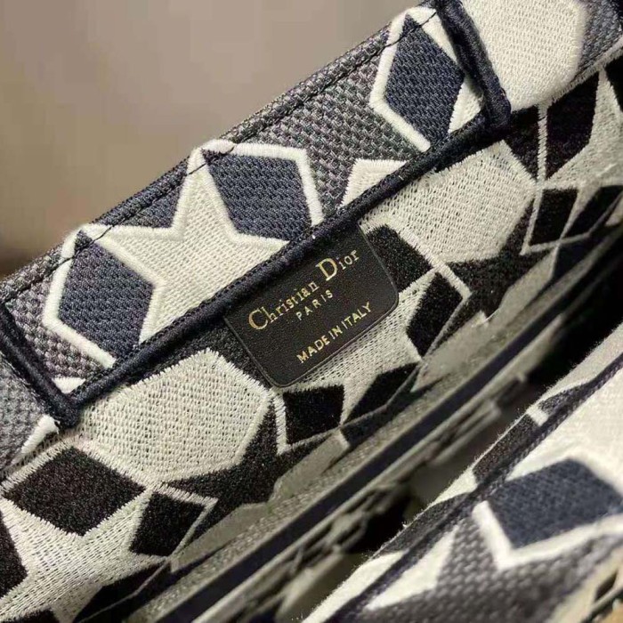 Dior Women Large Dior Book Tote Blue and White Dior Etoile Embroidery