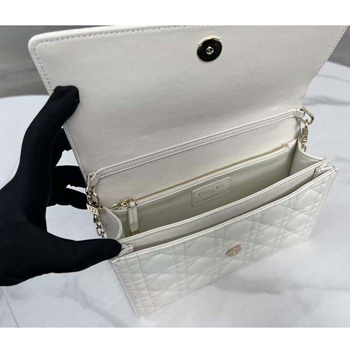 Dior Women CD Miss Dior Top Handle Bag Latte Cannage Lambskin