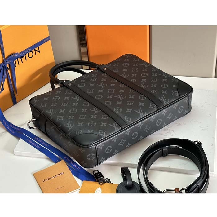 Louis Vuitton LV Uniisex Porte-Documents Voyage PM Monogram Eclipse Coated Canvas