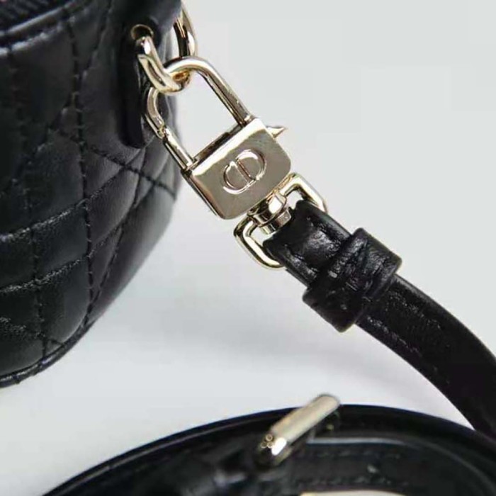 Dior Women Micro Lady Dior Vanity Case Cannage Lambskin-Black
