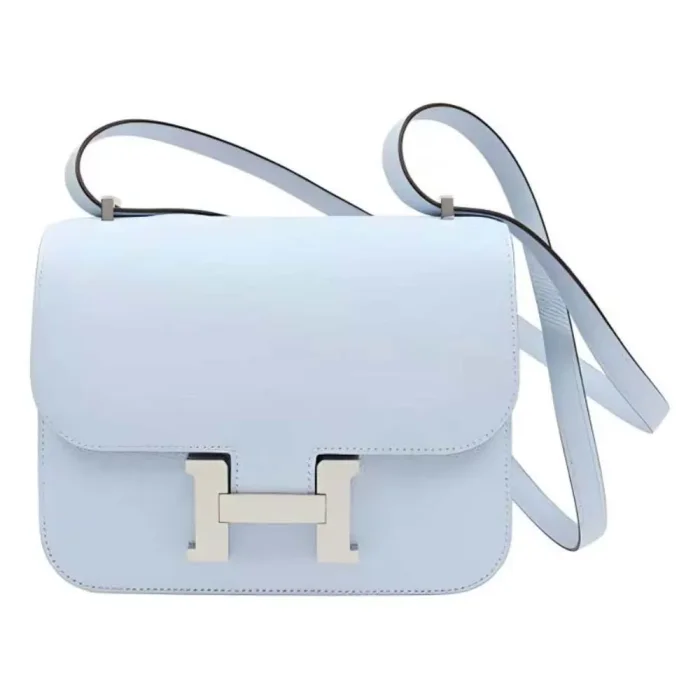 Hermes Women Constance 24 Bag Epsom Leather-Light Blue/Silver
