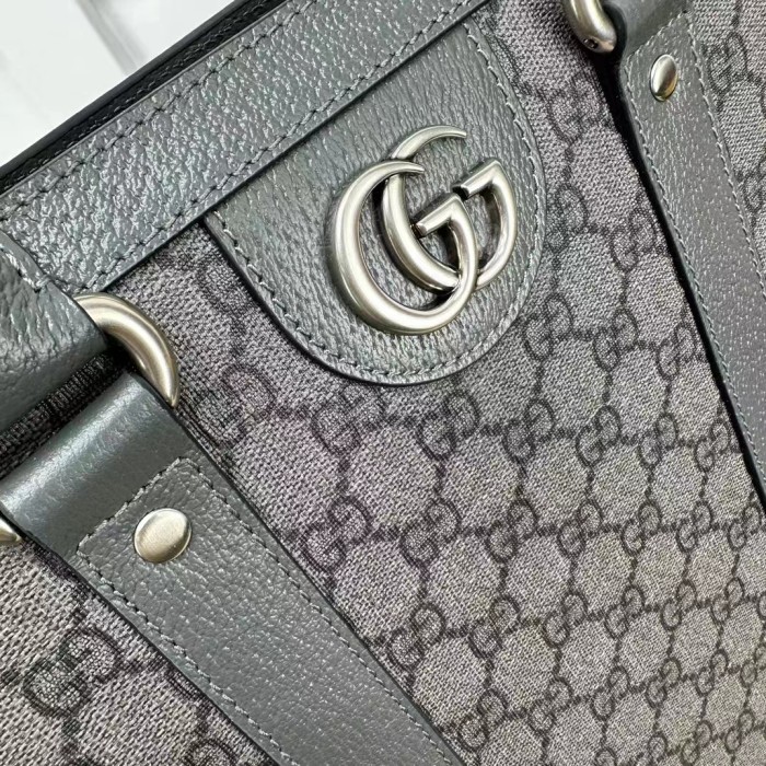 Gucci GG Unisex Ophidia Medium Tote Bag Grey Black GG Supreme Canvas