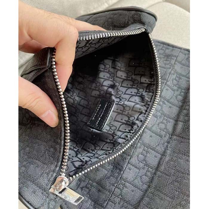 Dior Unisex CD Saddle Bag Black Dior Oblique Jacquard