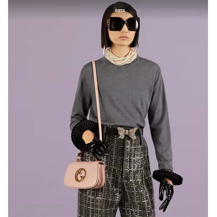 Gucci Women GG Blondie Mini Bag Light Pink Round Interlocking G