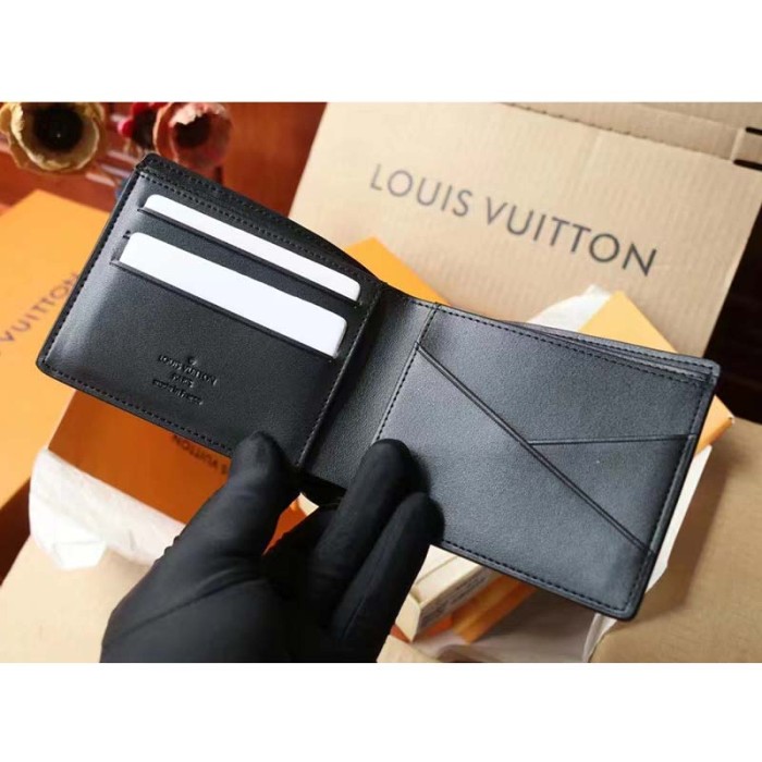 Louis Vuitton LV Unisex Multiple Wallet Black Monogram Shadow Calf Leather Cowhide