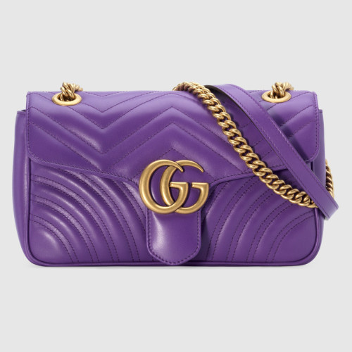 Gucci GG Marmont Small Chain Shoulder Bag in Matelassé Chevron Leather