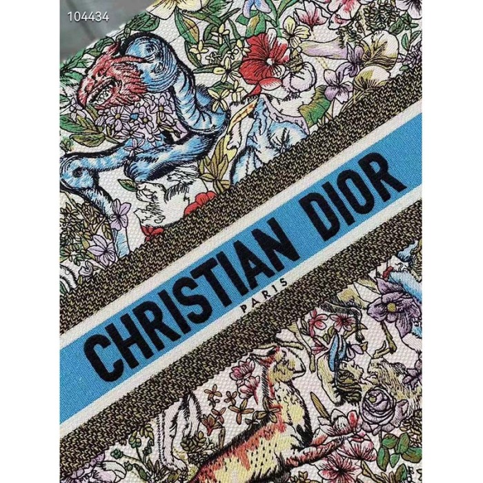 Dior Unisex CD Large Book Tote Latte Multicolor D-Constellation Embroidery
