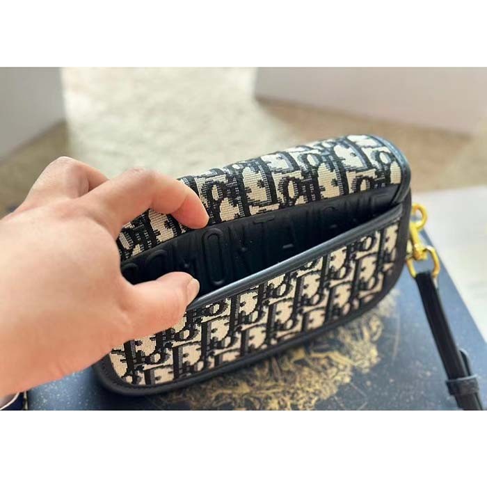 Dior Women Bobby East-West Bag Blue Dior Oblique Jacquard