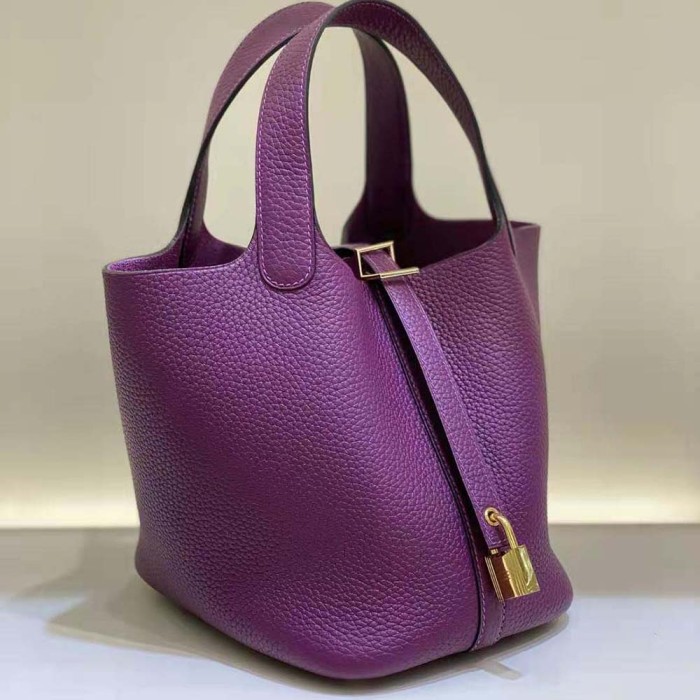 Hermes Women Picotin Lock 18cm in Cowhide leather-Purple