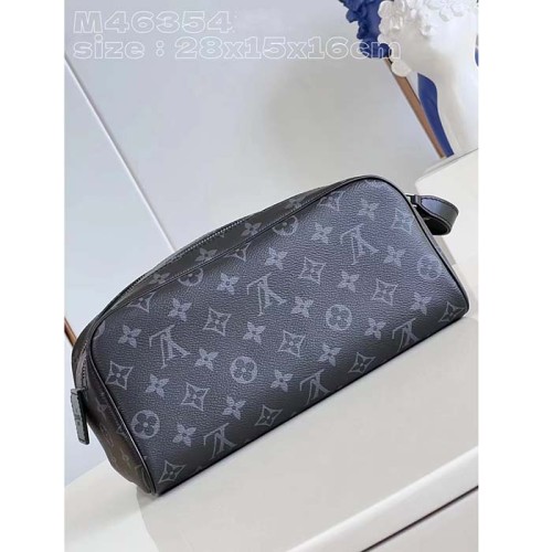 Louis Vuitton LV Unisex Dopp Kit Monogram Eclipse Coated Canvas Washable Textile Lining