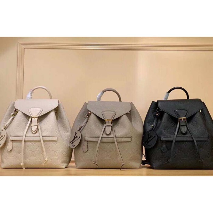Louis Vuitton LV Unisex Montsouris Backpack Monogram Empreinte Embossed White Leather