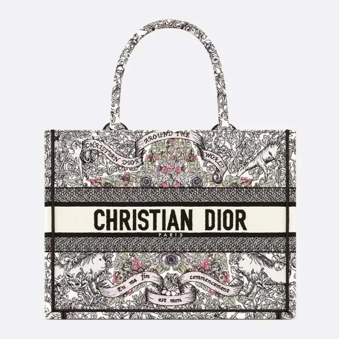 Dior Women Medium Dior Book Tote Latte Embroidery M1296ZEDO