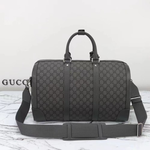 Gucci Unisex GG Savoy Small Duffle Bag Grey Black GG Supreme Canvas