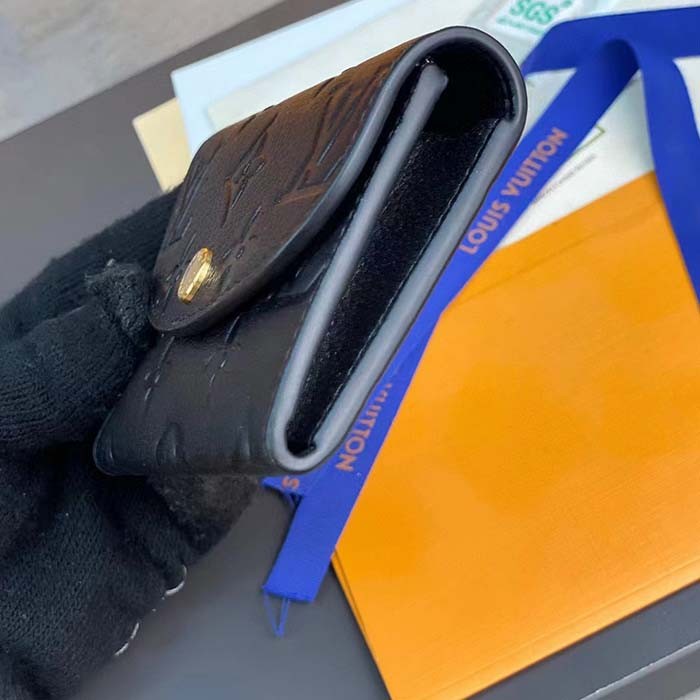 Louis Vuitton LV Unisex Rosalie Coin Purse Black Monogram Empreinte Embossed Supple Grained Cowhide Leather