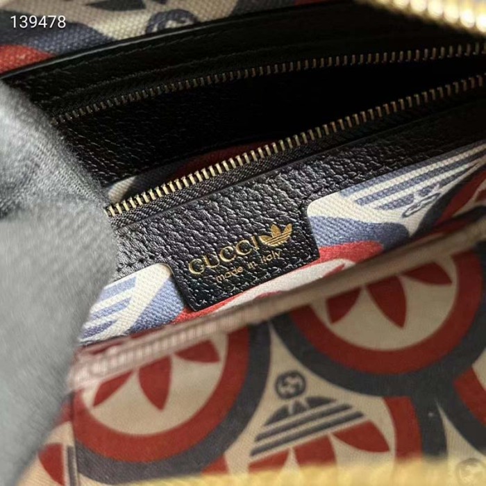 Gucci Unisex Adidas x Gucci Small Shoulder Bag Black Leather Interlocking G