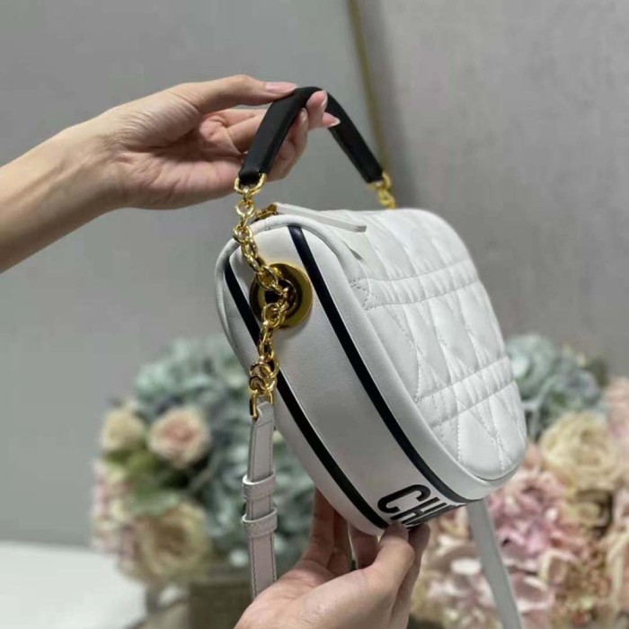 Dior Women Medium Dior Vibe Hobo Bag White Cannage Lambskin