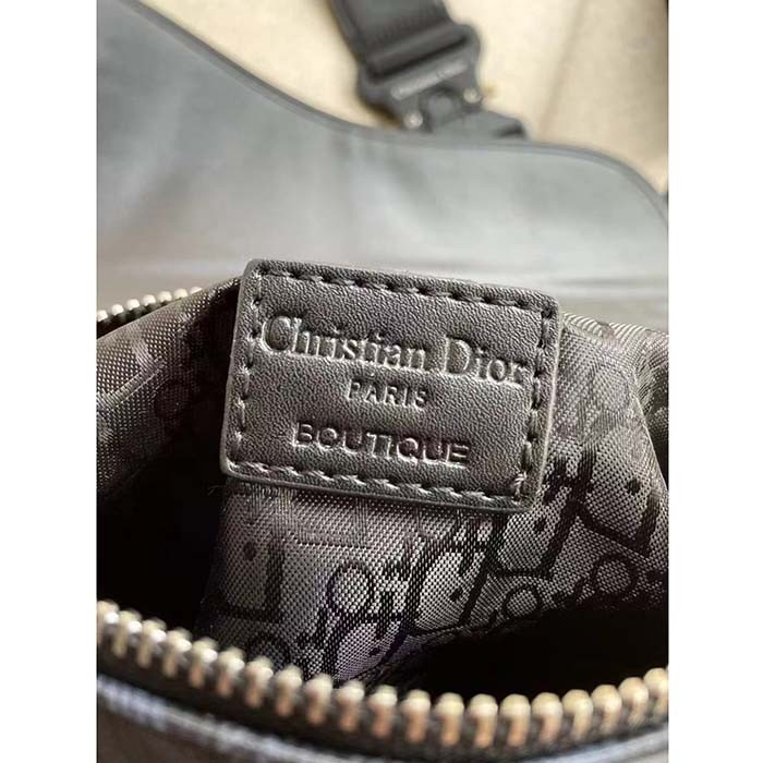 Dior Unisex CD Saddle Bag Black CD Diamond Canvas Smooth Calfskin