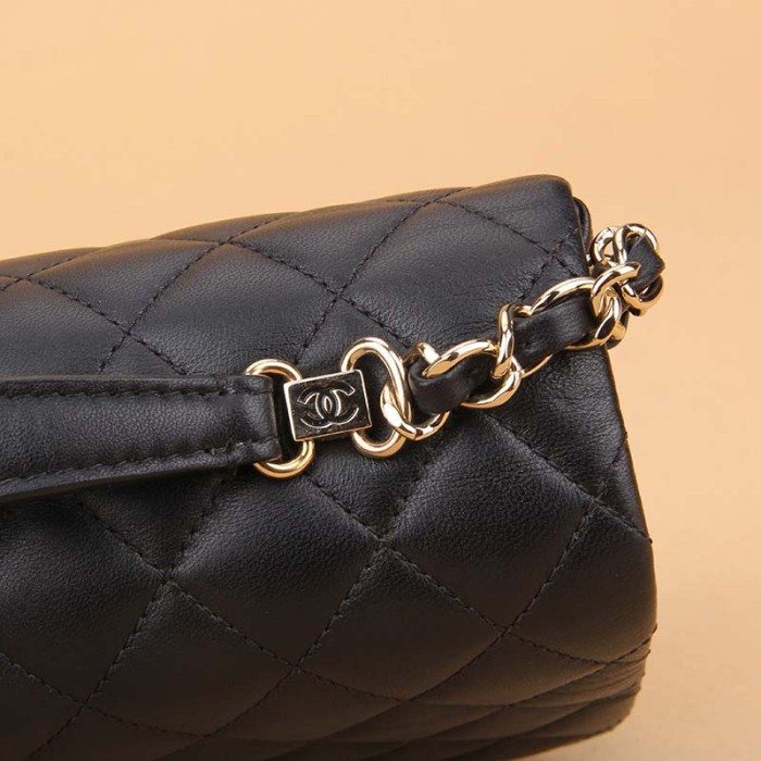 Chanel Women CF Flap Bag in Calfskin Leather with Top Handle-Black
