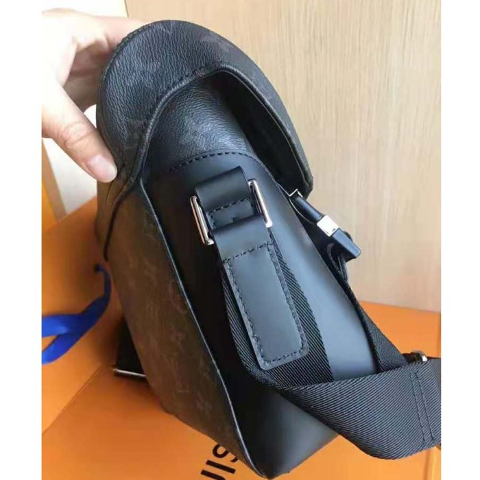 Louis Vuitton LV Men Messenger PM Voyager Bag in Monogram Eclipse Canvas-Black