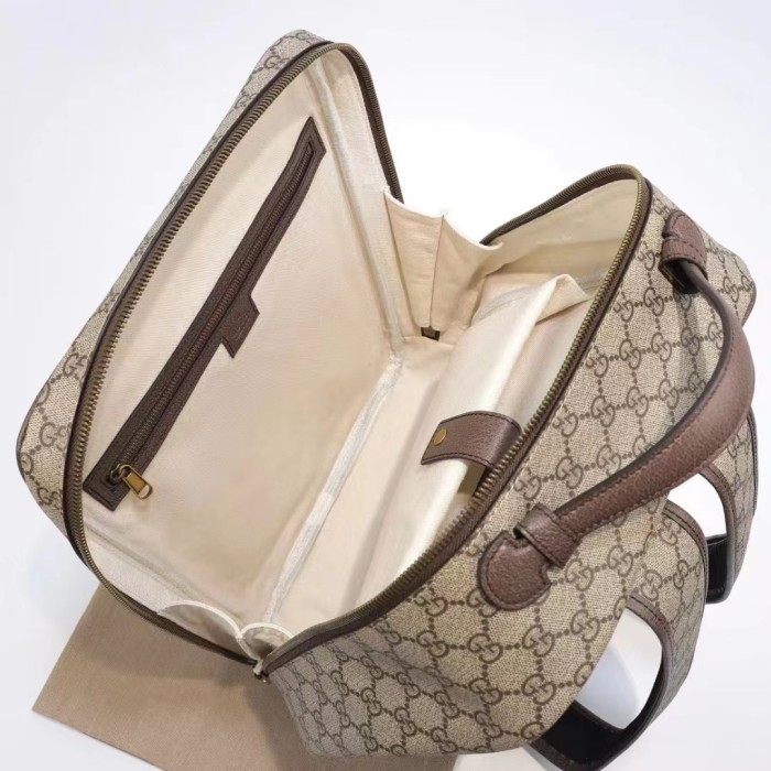 Gucci Unisex Ophidia GG Medium Backpack Beige Ebony GG Supreme Canvas Double G