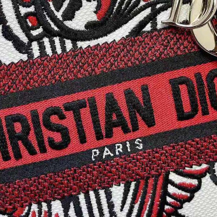 Dior Women Medium Lady D-lite Bag Latte Multicolor Cupidon Embroidery