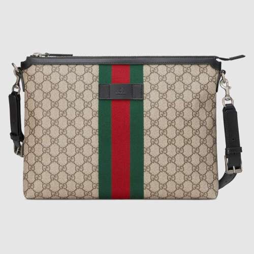 Gucci GG Men GG Supreme Medium Messenger Bag-Brown