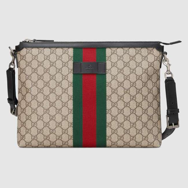 Gucci GG Men GG Supreme Medium Messenger Bag-Brown