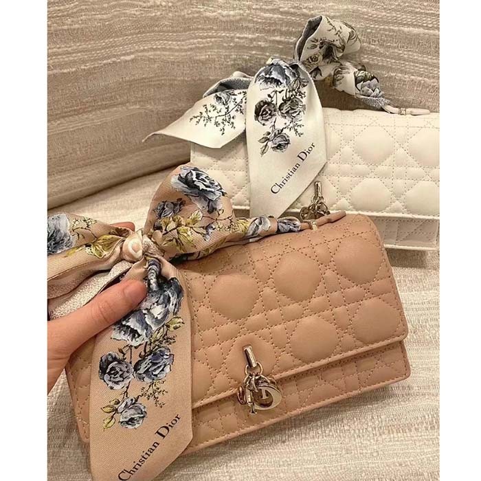 Dior Women CD Miss Dior Mini Bag Rose Des Vents Cannage Lambskin