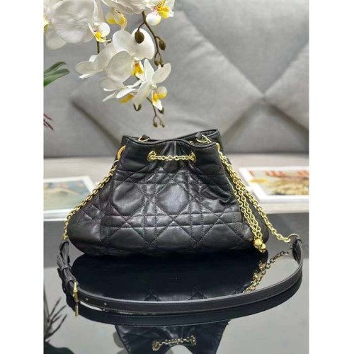 Dior Women CD Medium Ammi Bag Black Supple Macrocannage Lambskin