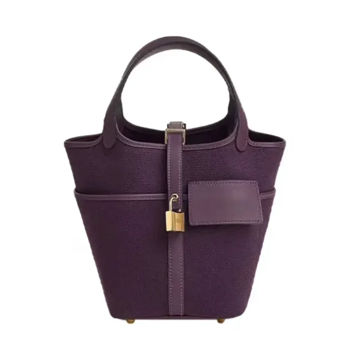 Hermes Women Picotin Lock 18 Pockets in Goeran Canvas Leather-Purple