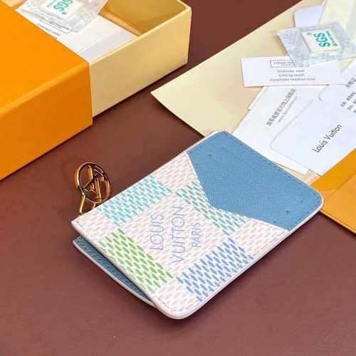 Louis Vuitton LV Unisex Romy Card Holder Green Damier Coated Canvas N40639