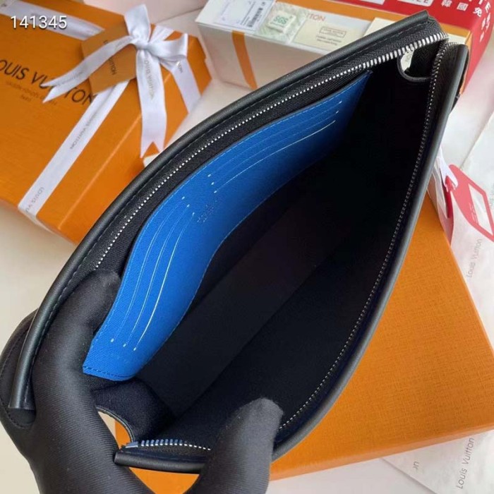 Louis Vuitton LV Unisex Pochette Voyage MM Bag Damier Graphite Stamps Coated Canvas