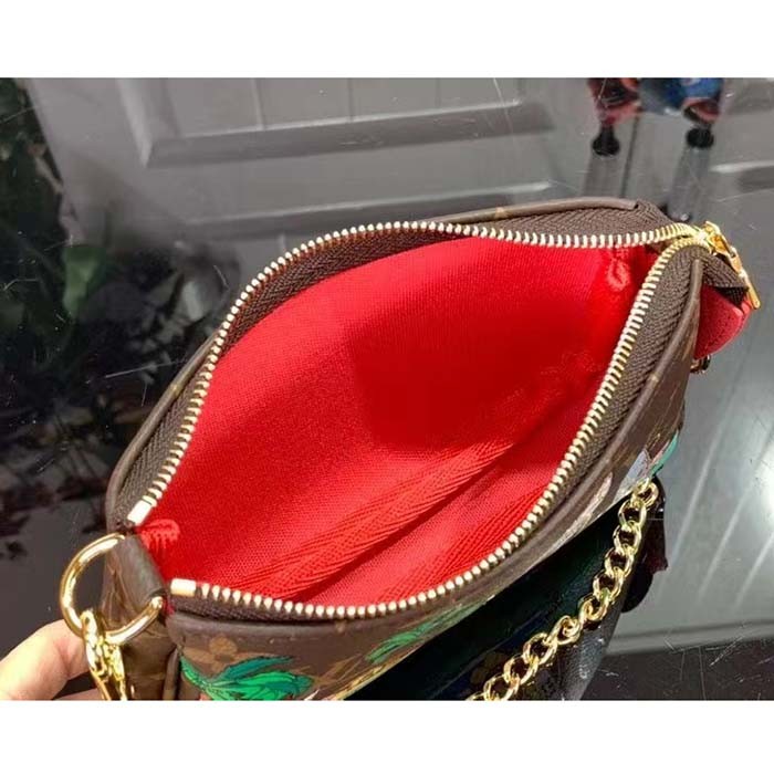 Louis Vuitton LV Unisex Mini Pochette Accessoires Dragon Fruit Pink Monogram Coated Canvas